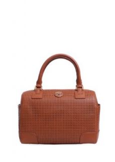 Tory Burch Robinson Perforated Middy Satchel in Luggage Shoes