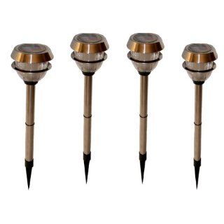 Stainless Steel Solar Powered Adjustable Garden Stake Path Lights (4 Pack)   Outdoor Post Lights  