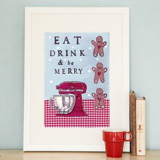 'eat drink and be merry' art print by helena tyce designs