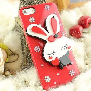 United Electek 3D Bling Crystal Lovely Rabbit Bunny Mirror Case Cover for iPhone 5   Comes with Pink Gift Box Package and Velvet Pouch Cell Phones & Accessories
