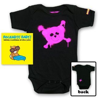 Rockabye Baby Lullaby Renditions of Elton John + Rockabye Baby 100% Organic Cotton Onesie (Pink) Music
