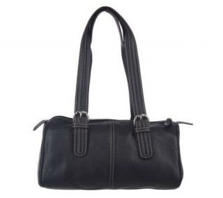 Tignanello Pebble Leather Zip Top Barrel Bag with Key Fob —