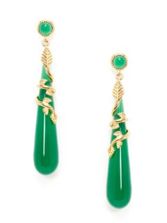Drop Leave Green Onyx Earrings by Eddera