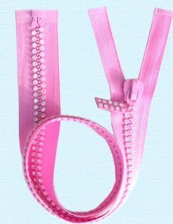 22" Rhinestone Zippers ~ Separating ~ Czech Rhinestone Zipper ~ Dual strand ~ Hot Pink (1 Zipper / Pack)