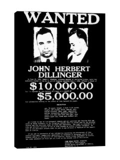 Wanted   John Herbert Dillinger (Canvas) by iCanvasART