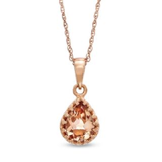 Pear Shaped Simulated Morganite Doublet Crown Pendant in Sterling