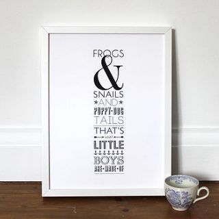 'little boys are made of' print by ros shiers