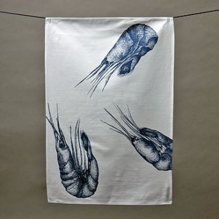 prawns tea towel by cream cornwall