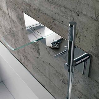 Sumerain Double Handle Wall Mount Waterfall Tub Faucet with Handshower