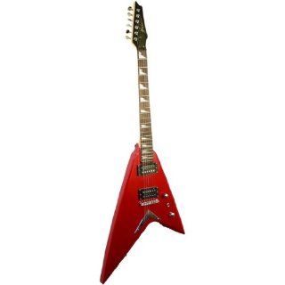 NEW HOT CANDY RED VOLT EXOTIC V ELECTRIC GUITAR w CASE Musical Instruments