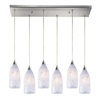 Elk 502 6RC SW Verona 6 Light Pendant with Snow White Glass Shade, 30 by 9 Inch, Satin Nickel Finish   Ceiling Pendant Fixtures  