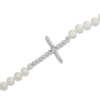 5mm Cultured Freshwater Pearl Sparkle Bead Sideways Cross