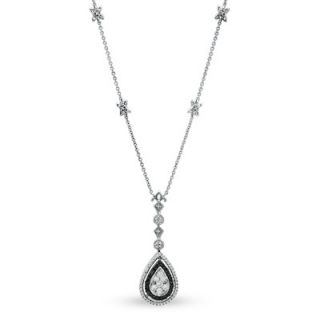 CT. T.W. Enhanced Black and White Diamond Pear Shaped Pendant in