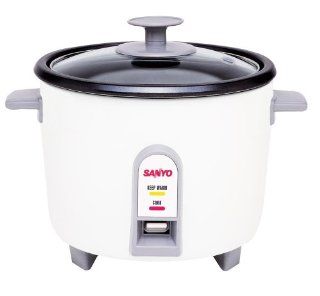 Sanyo EC 503 3 Cup (Uncooked) Rice Cooker and Vegetable Steamer, White Kitchen & Dining