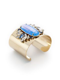 Blue & Clear Stone Cuff Bracelet by Noir Jewelry