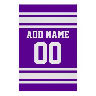 Purple White Football Jersey Custom Name Number Posters