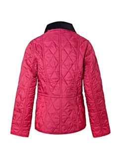 Barbour Girl`s quilted jacket with poppy print lining Pink