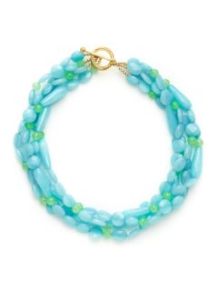 Light Blue & Lime Green Quartz Multi Strand Necklace by KEP