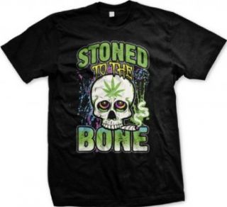 Stoned To The Bone, Skull Smoking Joint Men's T shirt Funny Pot Weed Smoking Design Men's Tee Clothing