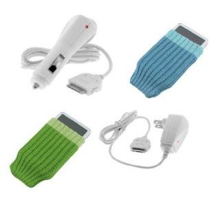CAR + Ac Home Wall Charger for Apple iPhone 3G / iPod Touch 2nd Gen / iPod Nano 4th Gen Chromatic and 2 Phone Socks   Players & Accessories