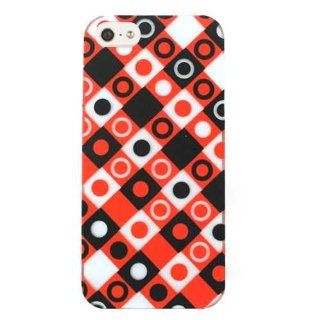 Cell Armor I5 PC TE496 S Hybrid Case for iPhone 5   Retail Packaging   Transparent Black, Red and White Dots in Squares Cell Phones & Accessories