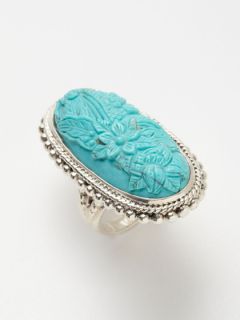 CARVED OVAL TURQUOISE RING by Stephen Dweck