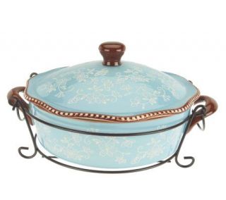 Temp tations Floral Lace 2qt Covered Baker w/Wire Rack —
