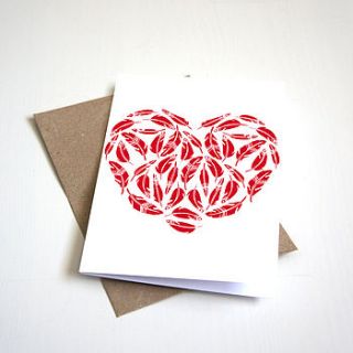 blank greeting card, feather heart, love by alice rebecca potter