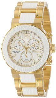 Invicta Women's 15500 Ocean Reef Chronograph White Oyster Dial 18k Gold Ion Plated Stainless Steel Watch at  Women's Watch store.
