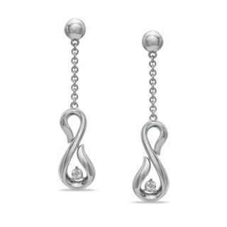 Diamond Accent Infinity Loop Drop Earrings in Sterling Silver   Zales