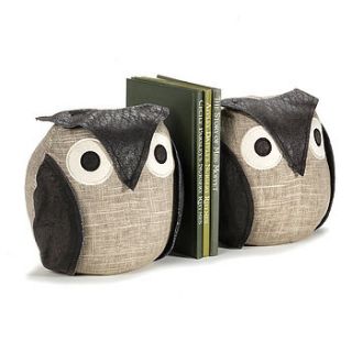 pair of ollie owl bookends by the literary gift company