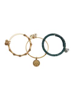 Set of 3 Lotus Peace Petal Charm Bangle Bracelets by Alex & Ani