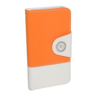 GREENWON Elegant Stylish Flip PU Leather Case Cover Wallet Credit Card Shell with Stand Holder for Apple iPhone 4 4S (Orange and White) Cell Phones & Accessories