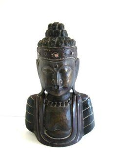 Buddha Statue Wood Buddha Peace Sculpture Bali Art   16" Collector's Item  OMA BRAND   Bust Sculptures