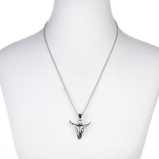 Men's Stainless Steel Longhorn Pendant with 24" Bead Chain