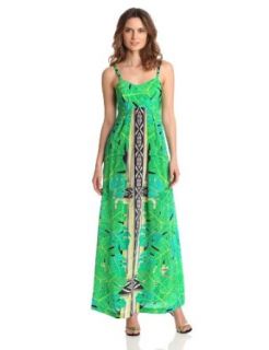 Yoana Baraschi Women's Banana Leaf Maxi Dress, Iridescent Green, 4