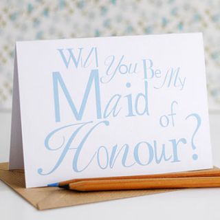 will you be my maid of honour? card by the green gables