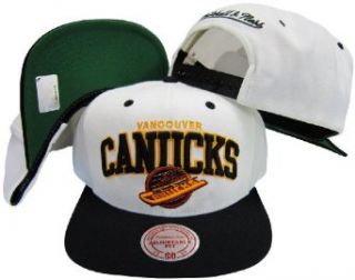 Vancouver Canucks White/ Black Two Tone Plastic Snapback Adjustable Snap Back Hat / Cap Clothing