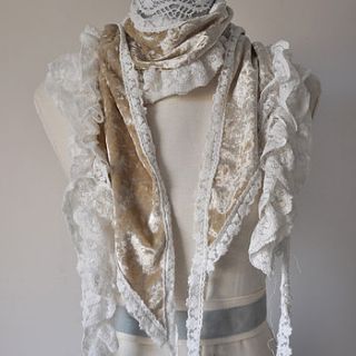 ivory velvet scarf by cavania