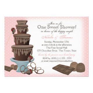 Chocolate Fountain Bridal Shower Pink Personalized Announcement