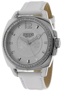 Coach 14501304  Watches,Womens Silver Tone Dial White Leather, Casual Coach Quartz Watches