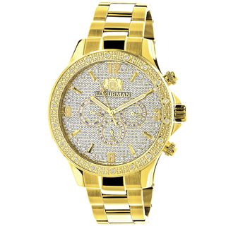 Luxurman Men's Liberty Diamond 0.2ct Yellow Gold Plated Watch Men's More Brands Watches