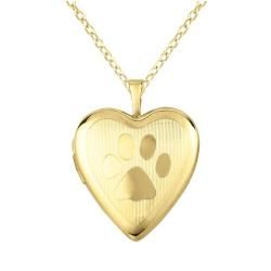 14k Gold and Sterling Silver Paw Print Heart Locket Necklace Lockets Necklaces