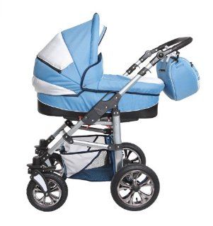 New Stroller 3in1 Travel System CARLO LUX Blue+Silver  Infant Car Seat Stroller Travel Systems  Baby
