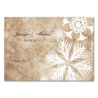 Ivory and White Christmas Snowflakes Seating Card Business Card Template
