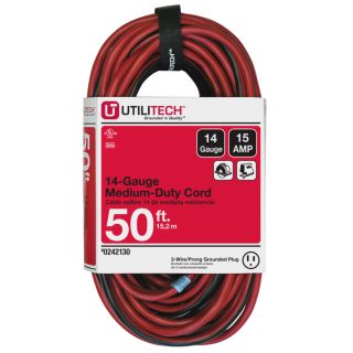 Utilitech 50 ft 15 Amp 14 Gauge Red/Black Outdoor Extension Cord