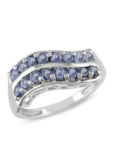 Amour U7500585242 4  Jewelry,1.1 TCW Rhodium Plated Sterling Silver Blue Sapphire Band Ring, Fine Jewelry Amour Rings Jewelry