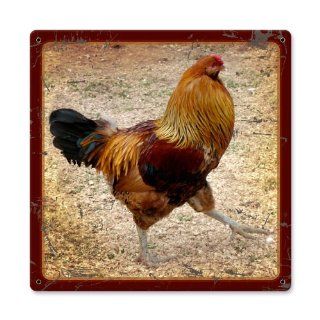 Shop Rooster Home and Garden Metal Sign   Victory Vintage Signs at the  Home Dcor Store