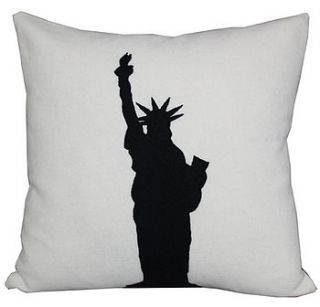 monochrome statue of liberty cushion  by jane hornsby