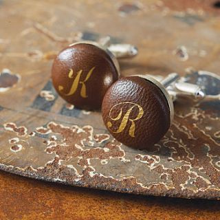 personalised handmade leather cufflinks by parkin & lewis